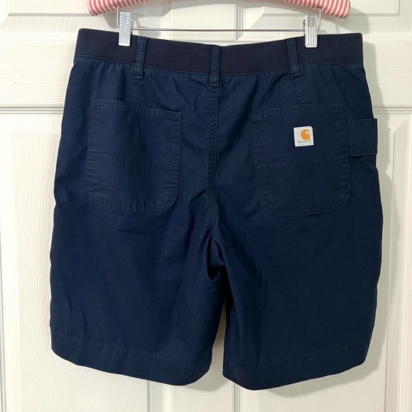 Carhartt Force Shorts Womens SZ 12 Original Fit Dark Blue Work Cuffed/snap BS213 - Picture 4 of 7